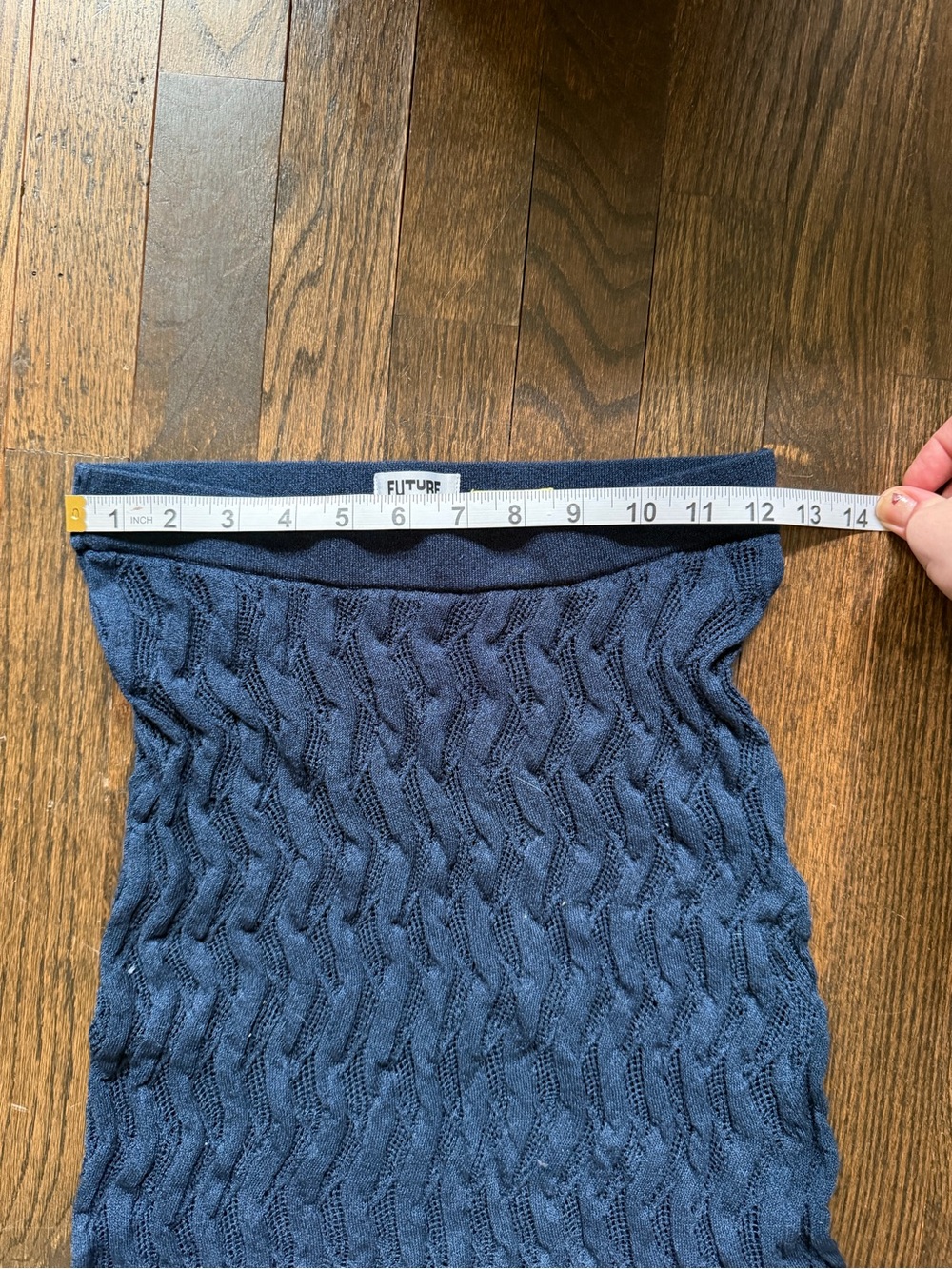 Women’s Navy Blue Textured Knit Midi Skirt - Picture 3 of 6
